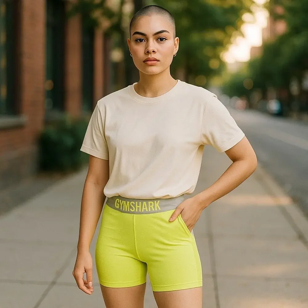 Gym Shark Activewear Shorts Medium Neon Green/Yellow Athleisure Workout